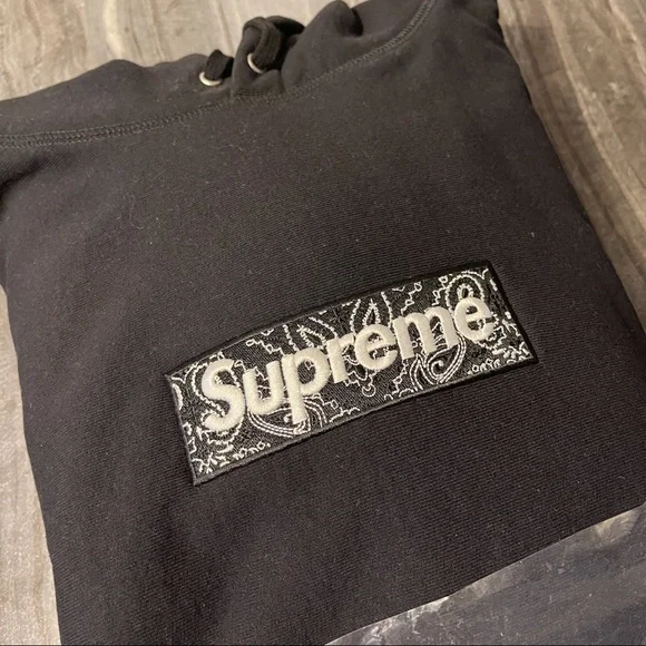 Supreme Paisley Box Logo Hoodie (Black)